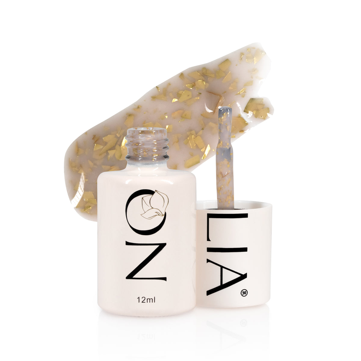 Rubber Base cu paiete Nolia Confetti CRB052 - Nude Gold, 12ml
