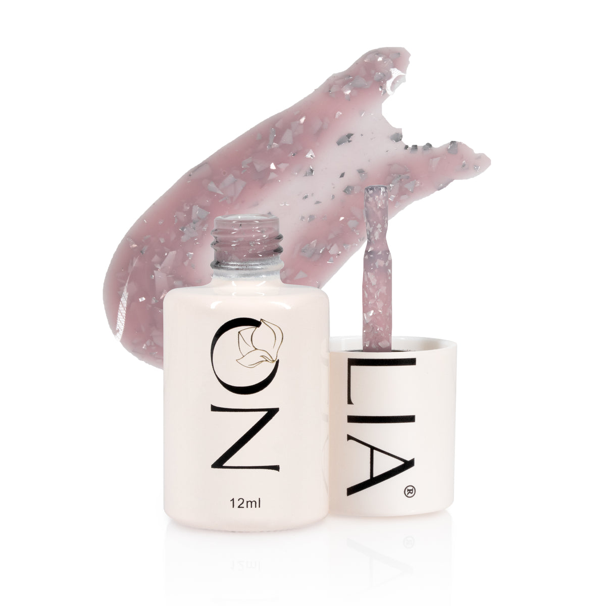 Rubber Base cu paiete Nolia Confetti CRB114 - Blush Silver, 12ml