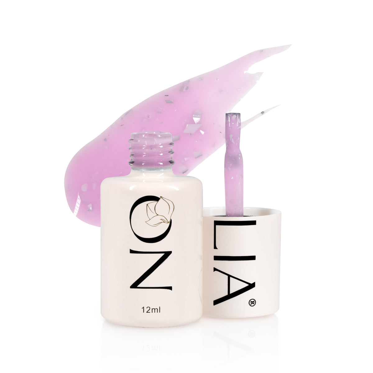 Rubber Base cu paiete Nolia Confetti CRB188 - Lipstick Silver, 12ml