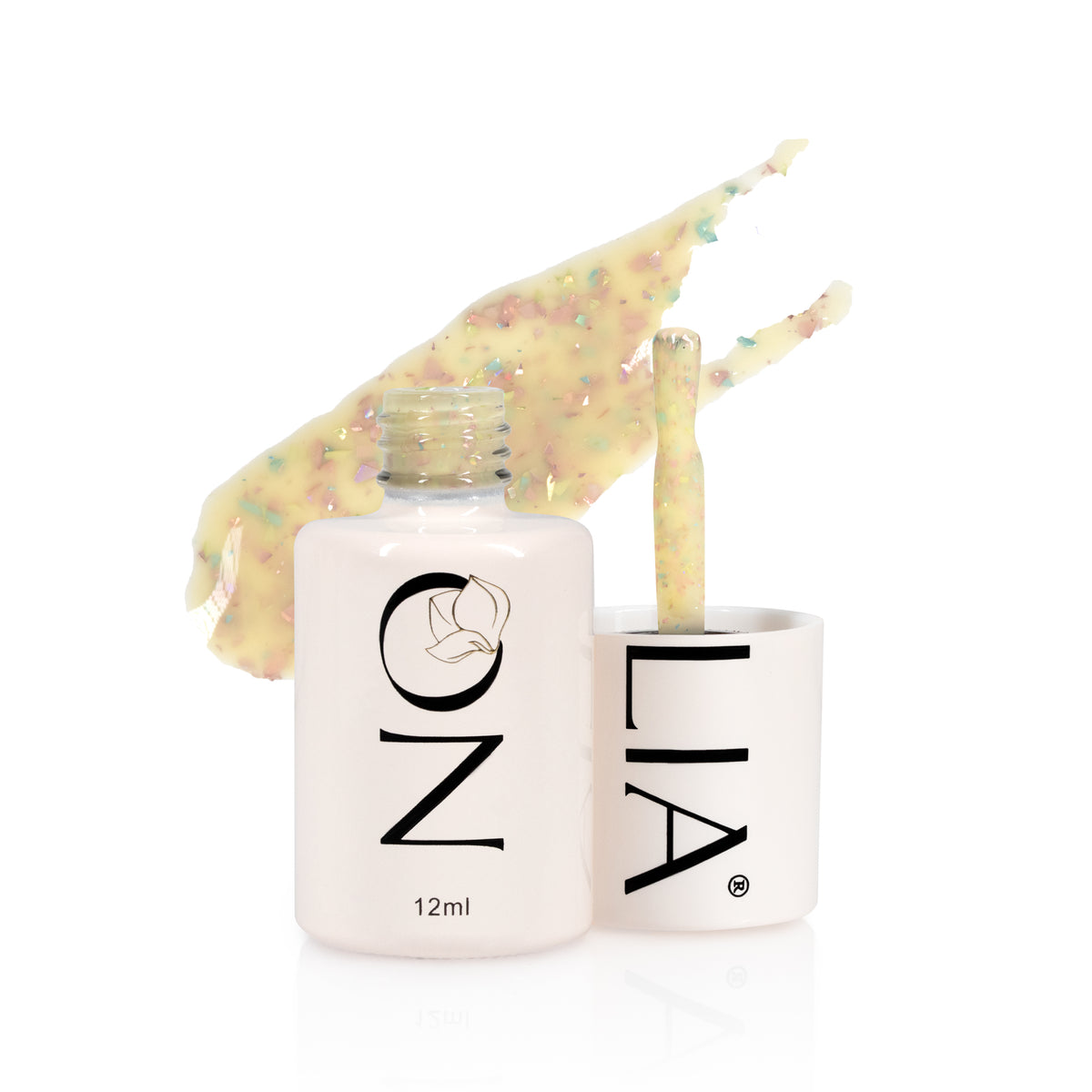 Rubber Base cu paiete Nolia Confetti CRB258 - Yellow, 12ml