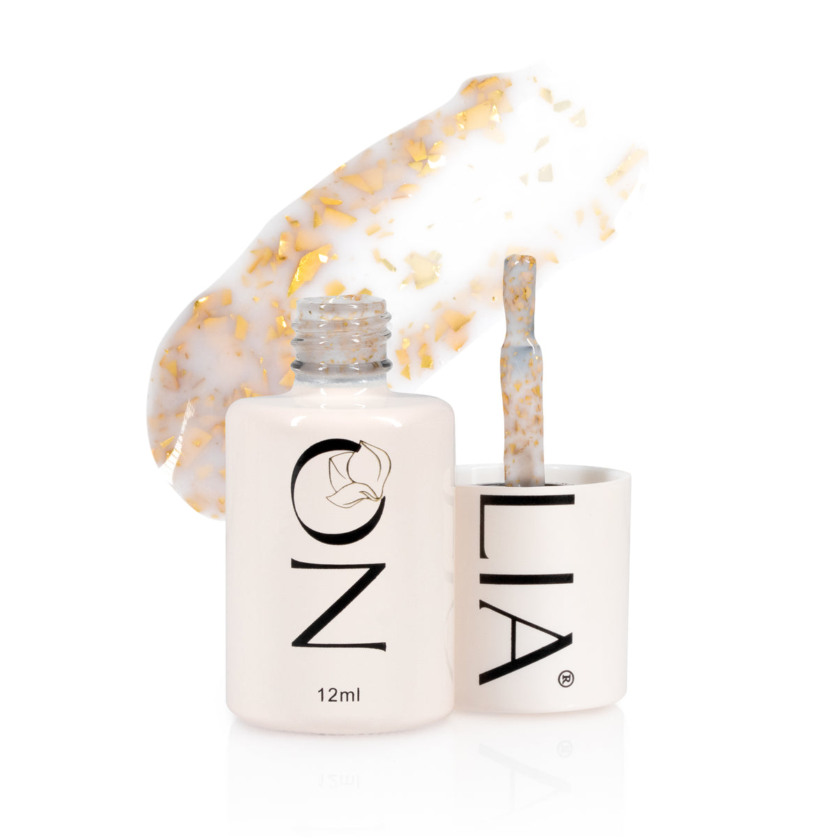 Rubber Base cu paiete Nolia Confetti CRB051 - Milky Gold, 12ml