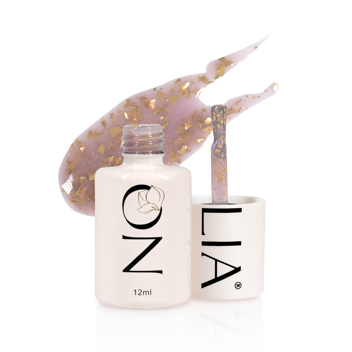 Rubber Base cu paiete Nolia Confetti CRB054 - Pink Gold, 12ml