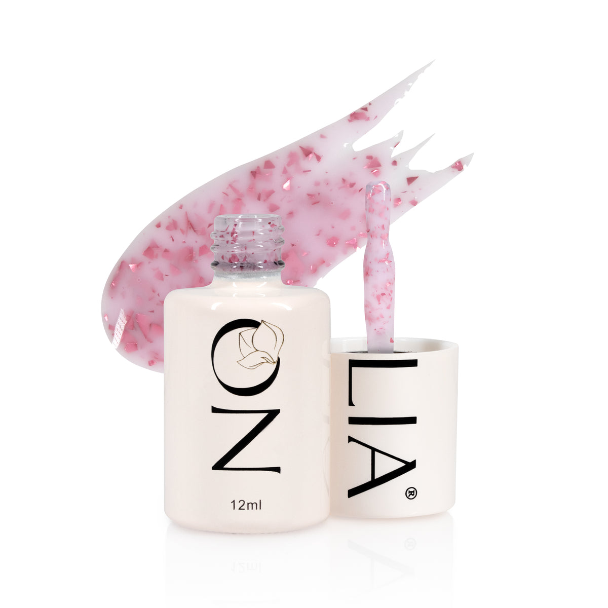 Rubber Base cu paiete Nolia Confetti CRB117 - Pink Rose, 12ml