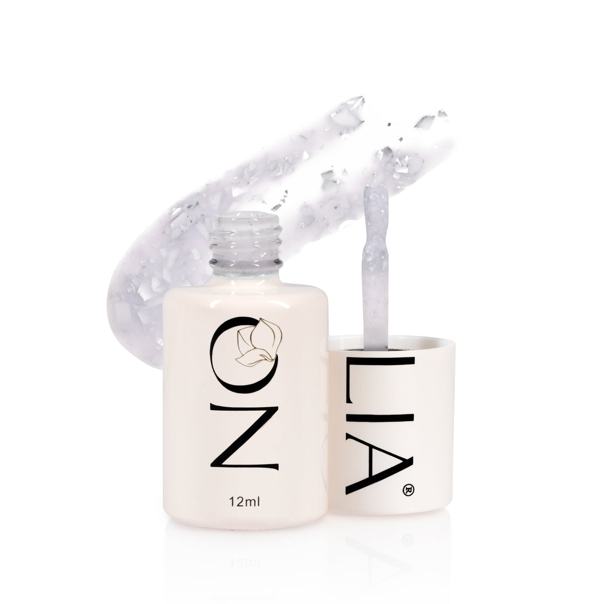 Rubber Base cu paiete Nolia Confetti CRB125 - Rose Silver, 12ml