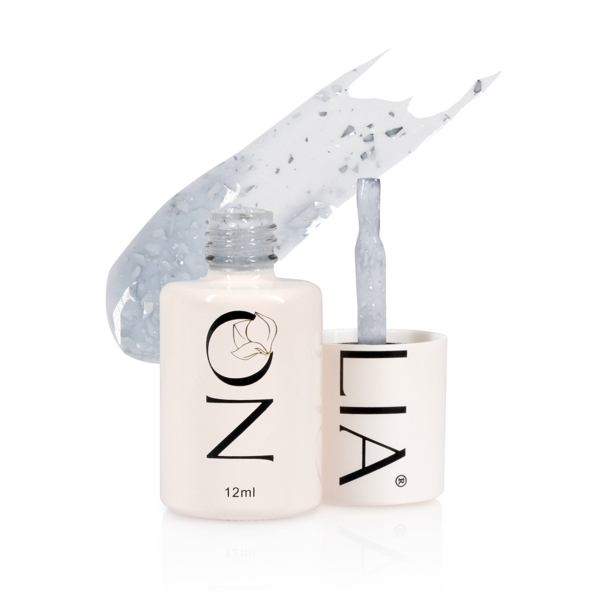 Rubber Base cu paiete Nolia Confetti CRB157 - Goose Silver, 12ml