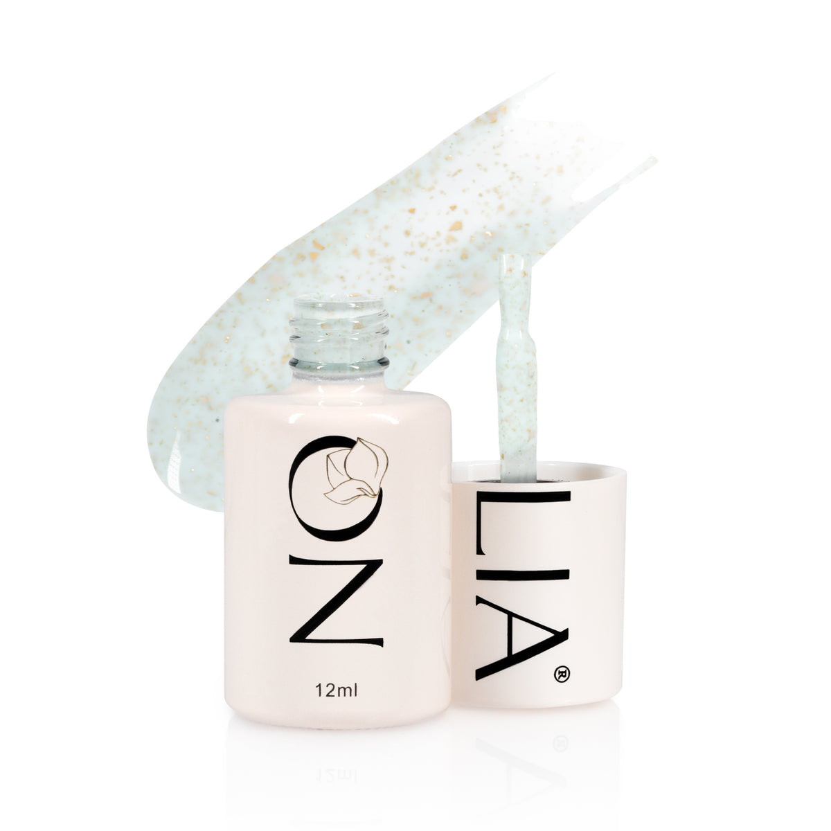 Rubber Base cu paiete Nolia Confetti CRB212 - Gold Mint, 12ml