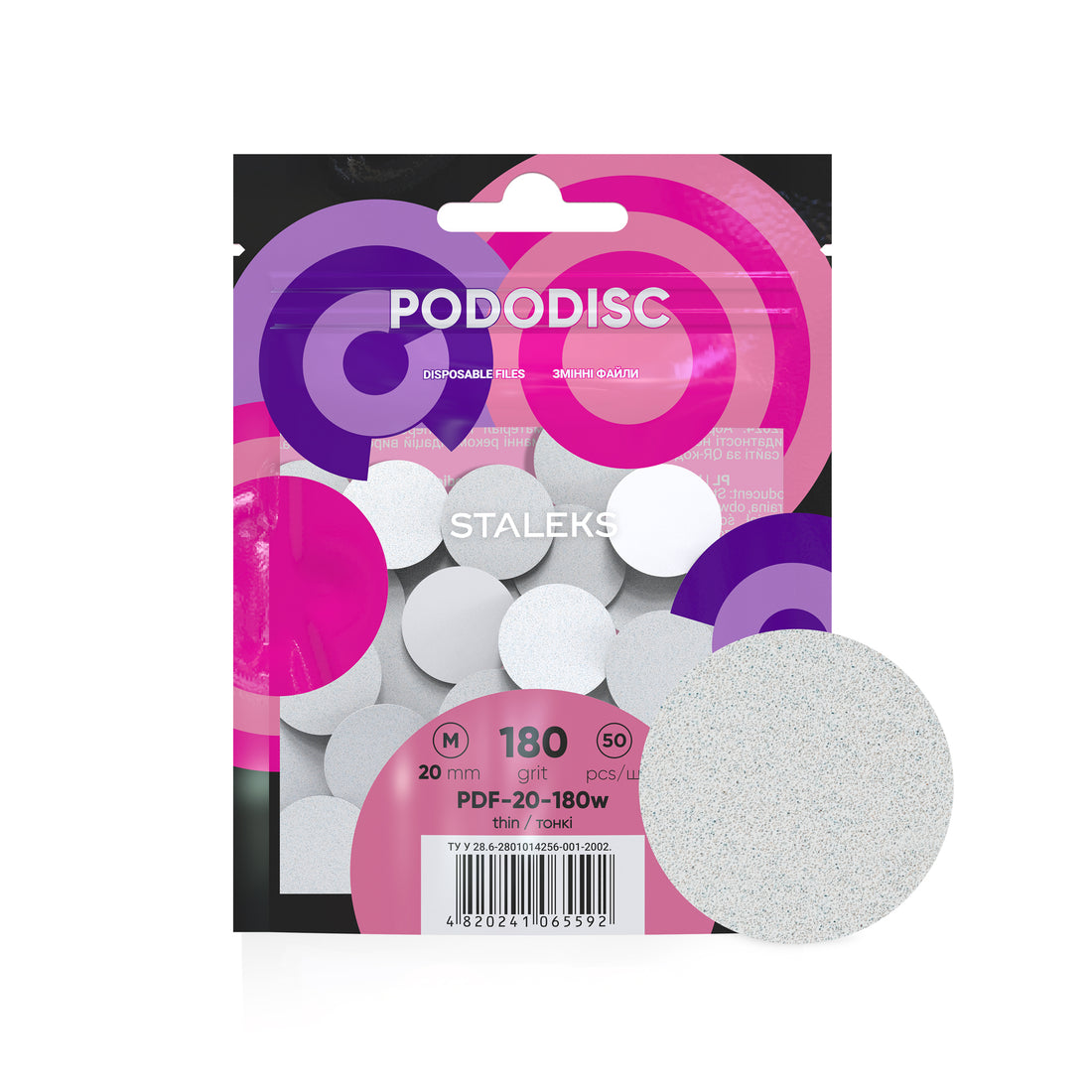 File unica folosinta disc pedichiura Staleks PODODISC M, granulatie 180, 50 buc